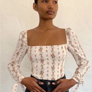 Reformation Ariana Floral Cream Women's Top